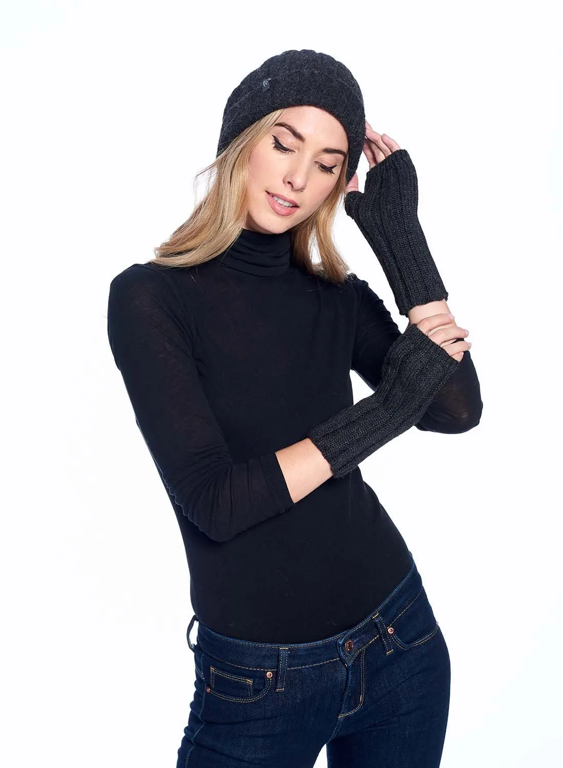 Alpaca Beanie Hat - Accordion - Carbon
