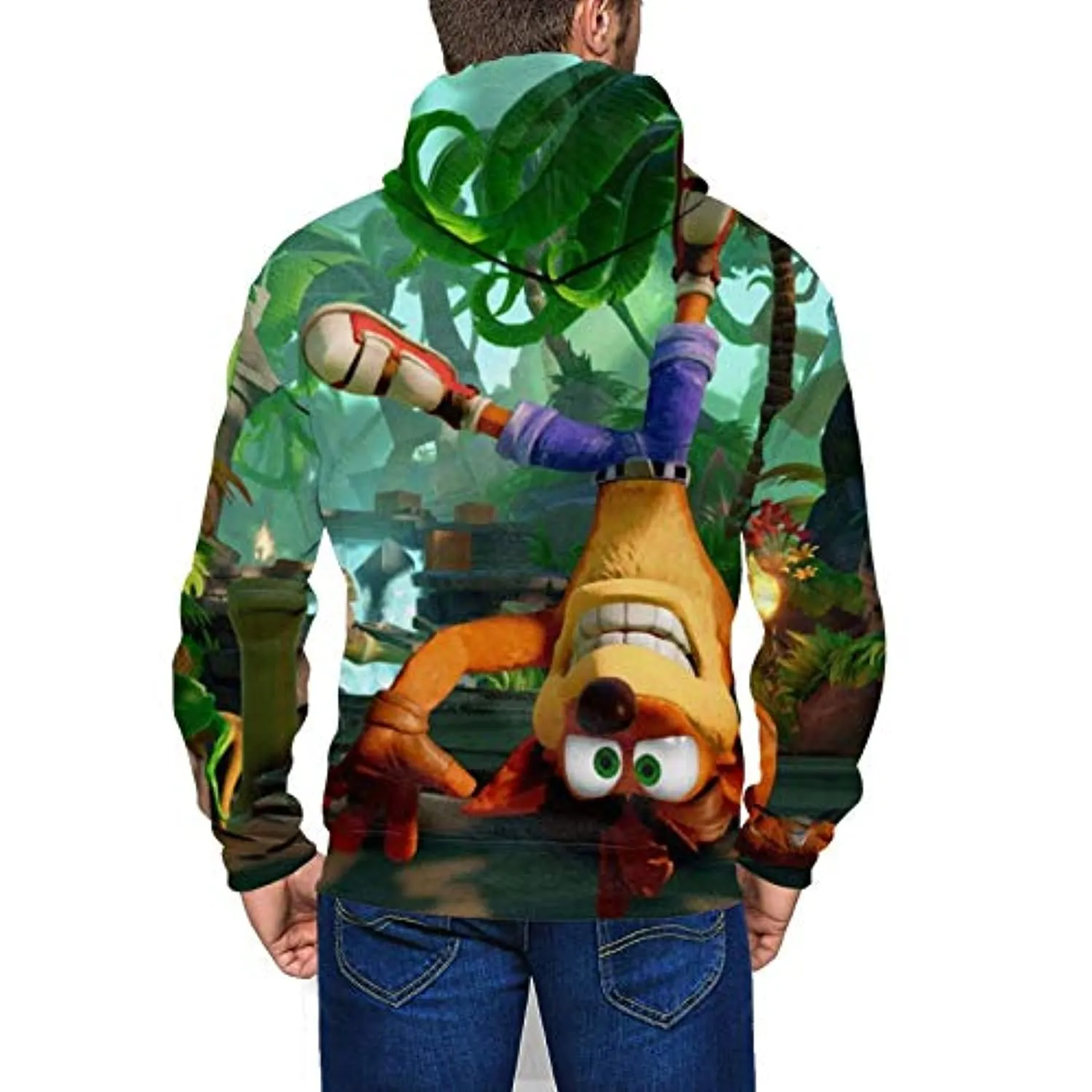 Crash Bandicoot Hoodies - Crash Bandicoot Mens 3D Print Hooded Zip Up Sweatshirt
