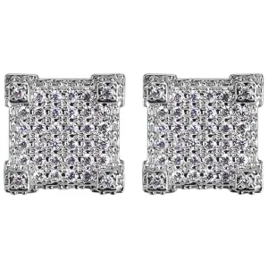 Iced Stud Earrings in White Gold