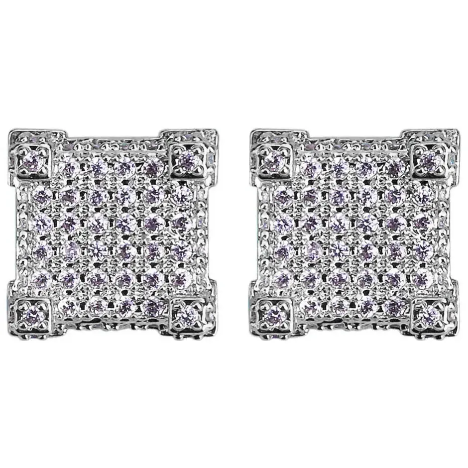 Iced Stud Earrings in White Gold