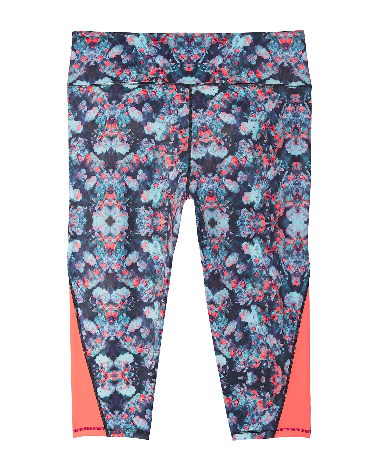 Imperial Printed Capri Tights | Turquoise / Coral