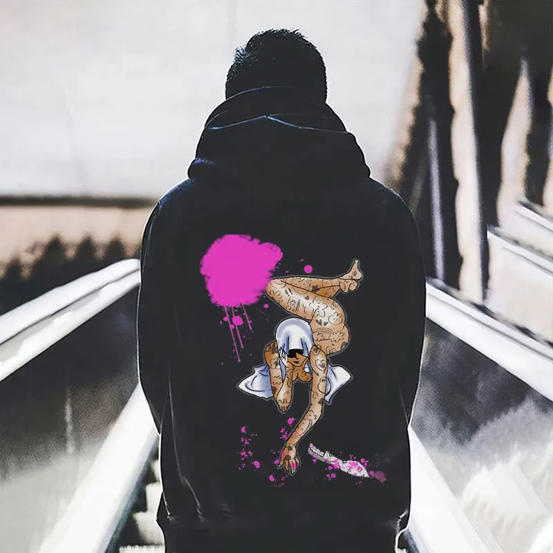KNIFE GHOST Casual Graphic Print Hoodie