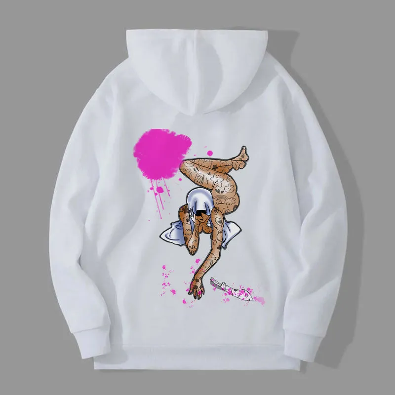 KNIFE GHOST Casual Graphic Print Hoodie
