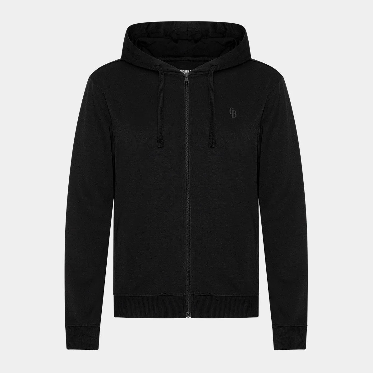 Sort bambus hoodie med lynlås