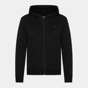 Sort bambus hoodie med lynlås